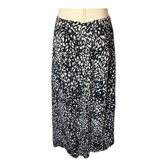 The Kooples Skirt Women Medium Black White Animal Flowing Long Asymmetric‎ Midi - Picture 5 of 11